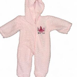 Pink Unicorn Hooded Baby Onesie